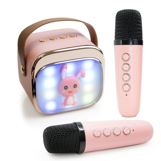 SaveJoy Mini Karaoke Machine for Kids, Connect with Bluetooth, 5 Sound Effects, 2 Wireless Microphones, Christmas Birthday Gifts for Ages 3-5-8