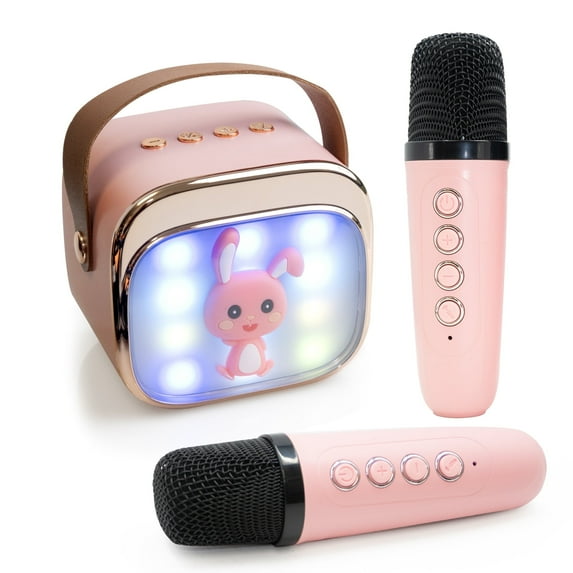 SaveJoy Mini Karaoke Machine for Kids, Connect with Bluetooth, 5 Sound Effects, 2 Wireless Microphones, Christmas Birthday Gifts for Ages 3-5-8