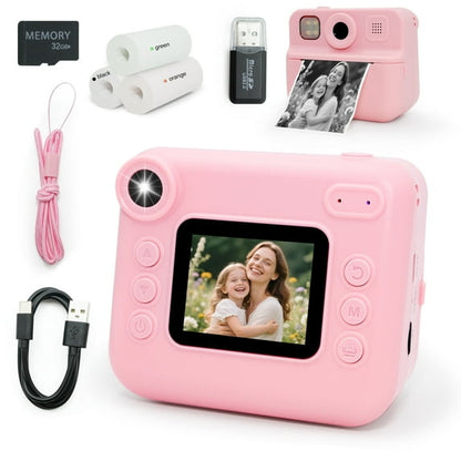 SaveJoy Kids Camera Instant Print with 32G TF Card and 3 Color Printing Paper, Gift for Girls and Boys Ages 3-7-12