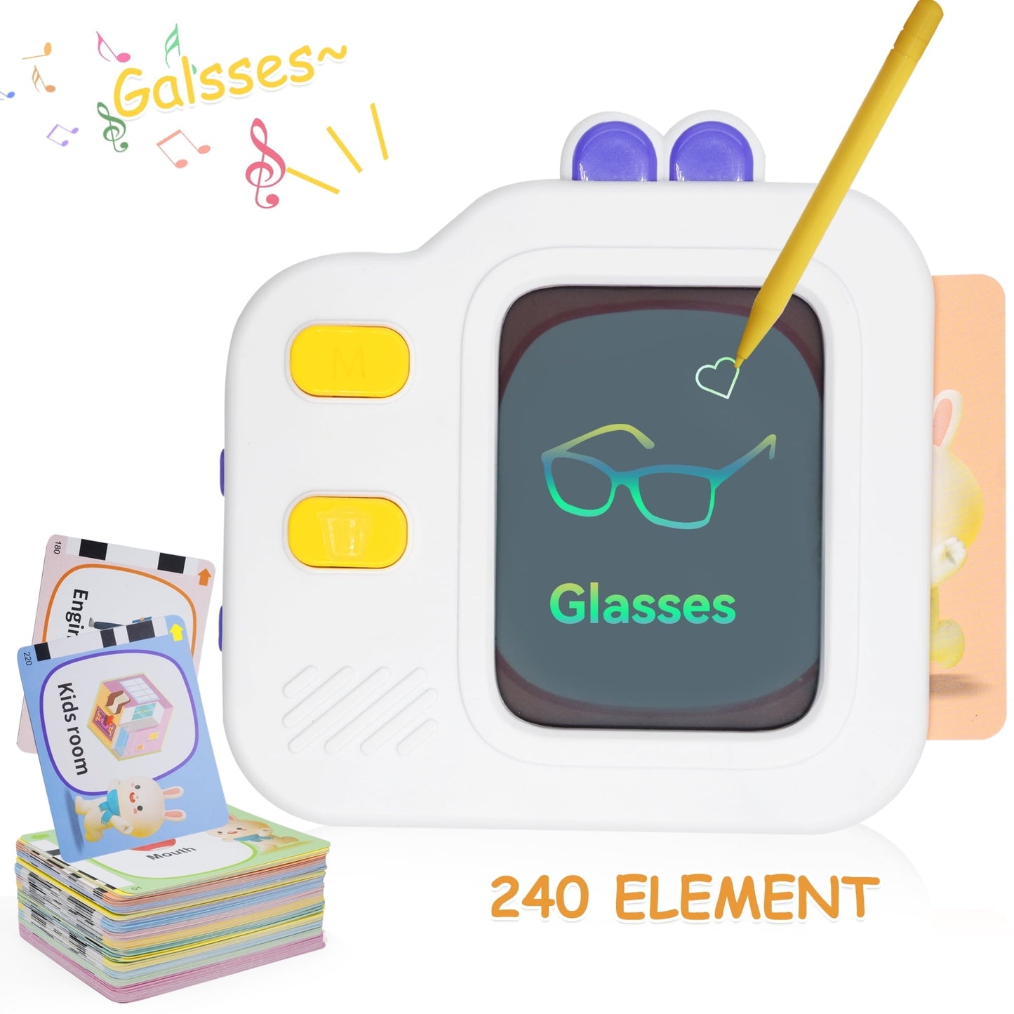 SaveJoy 240 Words Talking Flash Cards Learning Toys for Kids,2-in-1 Talking Flash Cards with LCD Writing Tablet,Educational Toddler Activities Toy