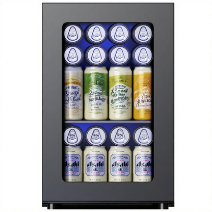 Simzlife 6 Bottles and 24 Cans Mini Beverage Refrigerator & Portable Wine Cooler Refrigerator with Glass Door, Mini Countertop Wine Fridge for Home/Office/Bar,Black