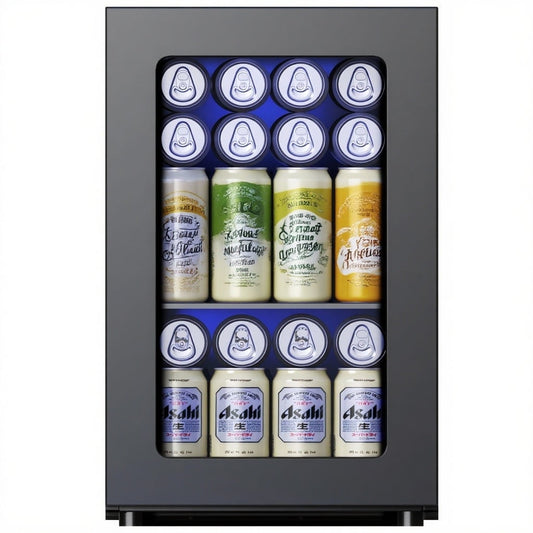 Simzlife 6 Bottles and 24 Cans Mini Beverage Refrigerator & Portable Wine Cooler Refrigerator with Glass Door, Mini Countertop Wine Fridge for Home/Office/Bar,Black