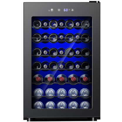 Simzlife 45 Bottle Wine Cooler Refrigerator,Built-in Wine Fridge with Stainless Steel Glass Door, for Home, Kitchen, or Office