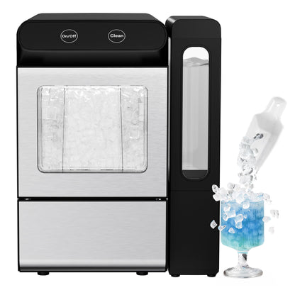 Simzlife Nugget Ice Maker with 4.3L Side Tank, Self- Cleaning Countertop Ice Machine, Soft Chewable Pellet Ice for Home/Kitchen/Party