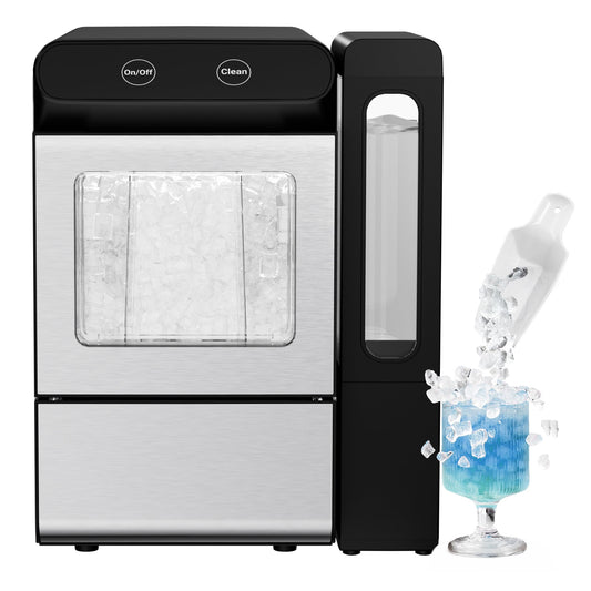 Simzlife Nugget Ice Maker with 4.3L Side Tank, Self- Cleaning Countertop Ice Machine, Soft Chewable Pellet Ice for Home/Kitchen/Party