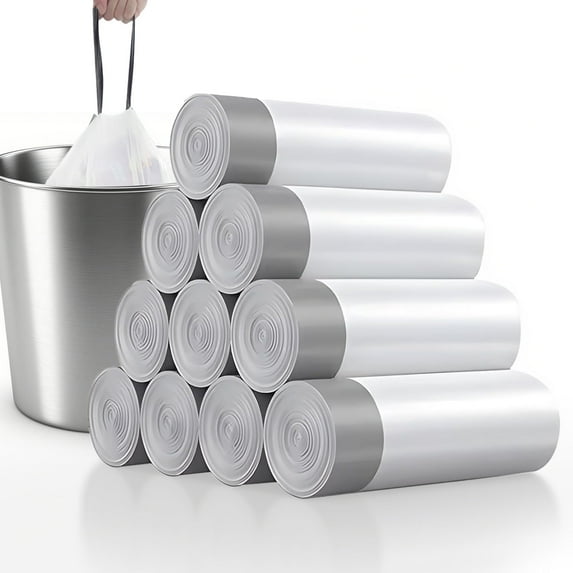 Small Trash Bags 4 Gallon, 200 Count Drawstring Unscented Garbage Bags for Kitchen Bathroom Bedroom Office Waste Can