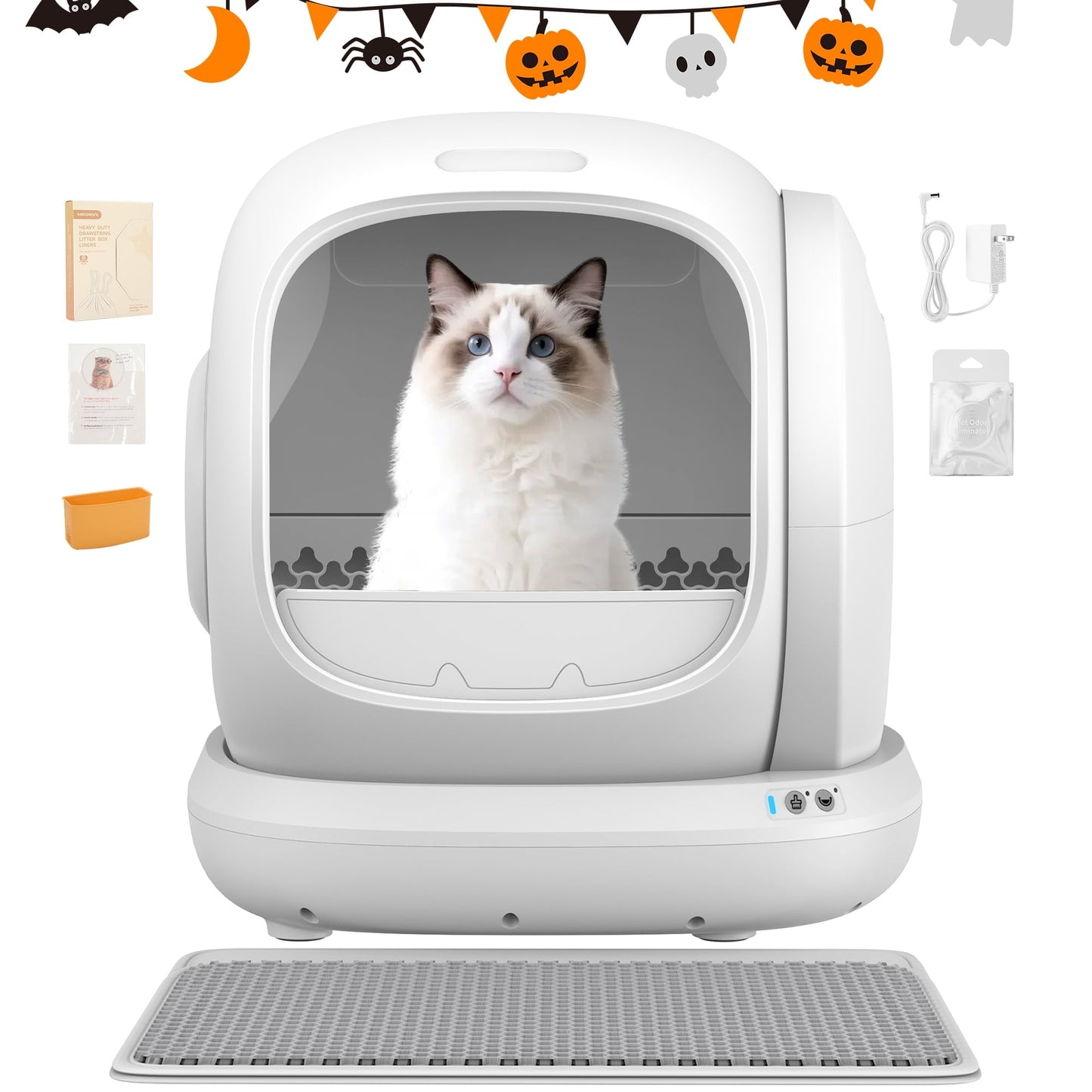 75L Smart Automatic Self-Cleaning Cat Litter Box, APP Control/Integrated Safety Protection,Gray