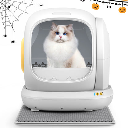 75L Smart Automatic Self-Cleaning Cat Litter Box, APP Control/Integrated Safety Protection,White