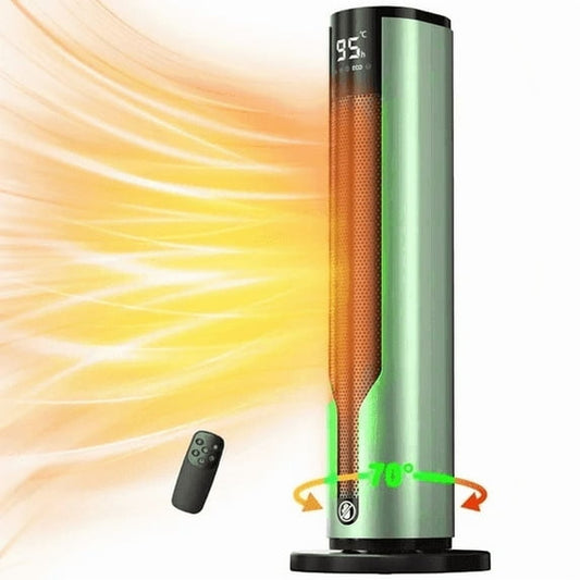 QI-EU Space Heater, 1500W PTC Fast Heating 70° Oscillation 12H Timer Portable Heater for Indoor Bedroom