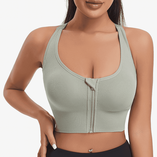 SOMER Women's Sports Bras Zip Front High Support Wireless Padded Strappy Athletic Yoga Workout Bra