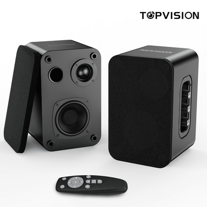 TOPVISION Bookshelf Speakers 50W*2, BT 5.4 Wireless Speaker with Woofer, 2.2ch Computer Speakers for Desktop PC with Optical/AUX/USB/Bluetooth