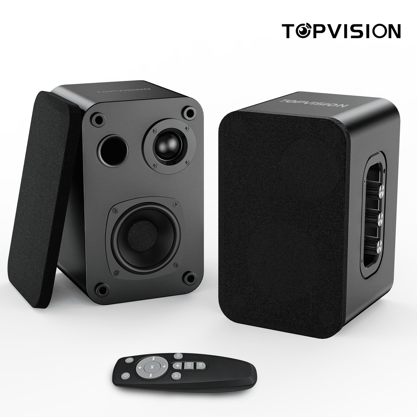 TOPVISION Bookshelf Speakers 50W*2, BT 5.4 Wireless Speaker with Woofer, 2.2ch Computer Speakers for Desktop PC with Optical/AUX/USB/Bluetooth