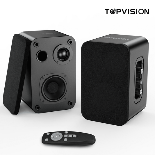 TOPVISION Bookshelf Speakers 50W*2, BT 5.4 Wireless Speaker with Woofer, 2.2ch Computer Speakers for Desktop PC with Optical/AUX/USB/Bluetooth