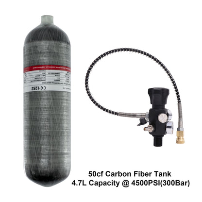 TUDIVING 4.7L Scuba Diving Tank With Valve Carbon Fiber 4500Psi/300Bar Portable Air Tank M18×1.5 Thread