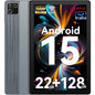 2025 Latest Android 15 Tablet - Tablet 10 Inch with 22GB + 128GB + 1TB TF Octa Core and Widevine L1, Wi-Fi 6G/BT 5.3, 6200mAh, 5+8MP, Computer Mode Supported - Gray