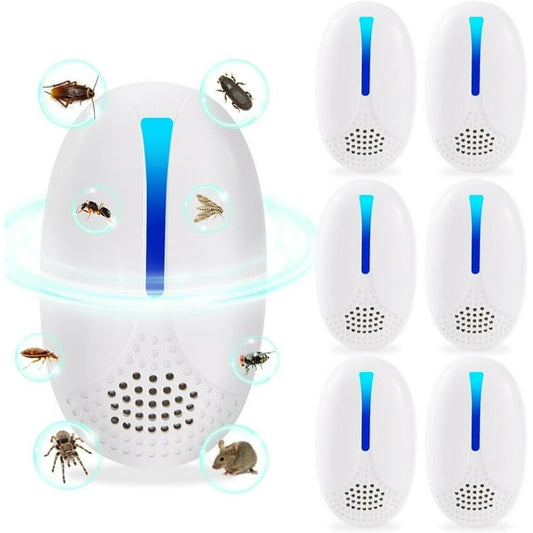 Ultrasonic Pest Repeler Indoor Mouse Repelent, Electric Pest Control Plug in Indoor for Mice, Roach, Mouse, Bugs, Mosquito, Spider, Ant, Rodent Repelent for House, 6 Packs