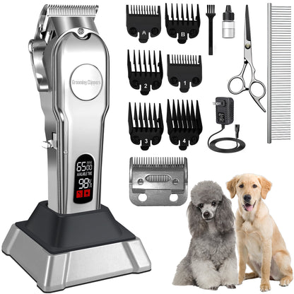 VANECL Professional Dog Grooming kit,Cordless Dog Clippers for Grooming Thick Coats,Pet Hair Trimmer for Dogs Cats,All Metal Design with two Metal Blade