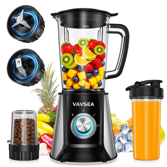 VAVSEA 3-in-1 Blender for Smoothie, 54 oz Smoothie Blender for Kitchen, 1000W Blenders and Grinder Combo for Ice Crushing, Nuts, Shakes, BPA-Free