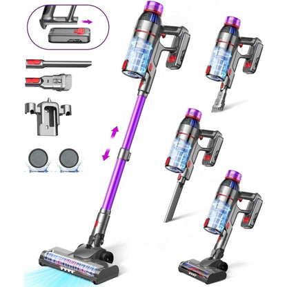Hosaud Cordless Vacuum Cleaner - 45000pa 550W 55mins 2600mAh Lightweight Stick Vacuum Cleaners for Home Pet Hair Carpet Floor Purple