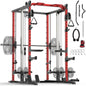 WARIOUT Power Cage, 2000LBS Multi-Function Smith Machine with Cable Crossover System, Fitness Squat Rack for Full-Body Workouts, Weight Cage for Home Gym