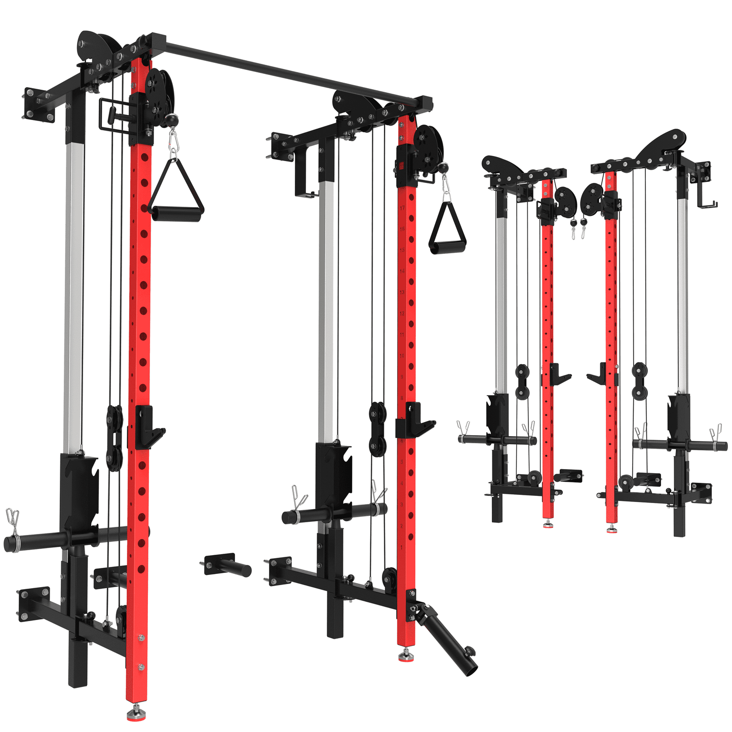 WARIOUT Foldable Power Rack: Wall Mounted Power Cage w/LAT Pull down & Cable Crossover - Squat Rack for Home Gym, 1000lb Capacity