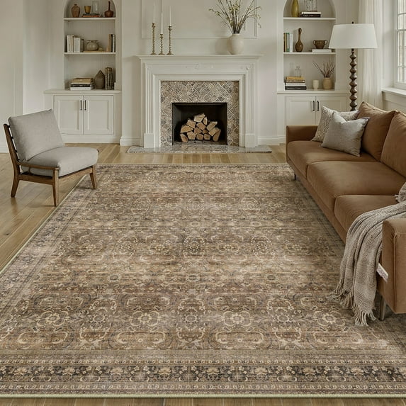 WIPONKEN 8x10 Area Rugs for Living Room Bedroom Dining Room Office Farmhouse, Machine Washable Non Slip Vintage Persia Rug