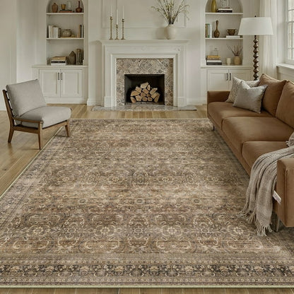 WIPONKEN 8x10 Area Rugs for Living Room Bedroom Dining Room Office Farmhouse, Machine Washable Non Slip Vintage Persia Rug