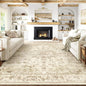 WIPONKEN 8x10 Area Rugs for Living Room Bedroom Dining Room Office Farmhouse, Machine Washable Non Slip Vintage Persia Rug Beige
