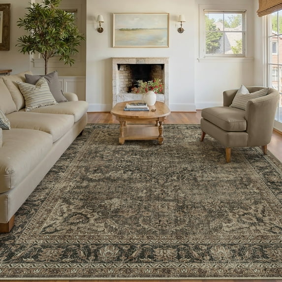 WIPONKEN 8x10 Area Rugs for Living Room Bedroom Dining Room Office Farmhouse, Machine Washable Non Slip Vintage Persia Rug