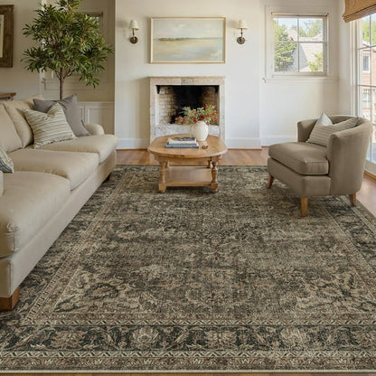 WIPONKEN 8x10 Area Rugs for Living Room Bedroom Dining Room Office Farmhouse, Machine Washable Non Slip Vintage Persia Rug
