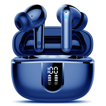 Wireless Earbuds, Bluetooth Headphones 5.3, Bass Boost 85%, 50Hrs Playtime Bluetooth Earbuds, Ear buds with 4 ENC Call Noise Cancelling Mics, Earbuds IPX7 Waterproof, USB-C Blue