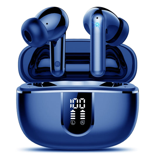 Wireless Earbuds, Bluetooth Headphones 5.3, Bass Boost 85%, 50Hrs Playtime Bluetooth Earbuds, Ear buds with 4 ENC Call Noise Cancelling Mics, Earbuds IPX7 Waterproof, USB-C Blue