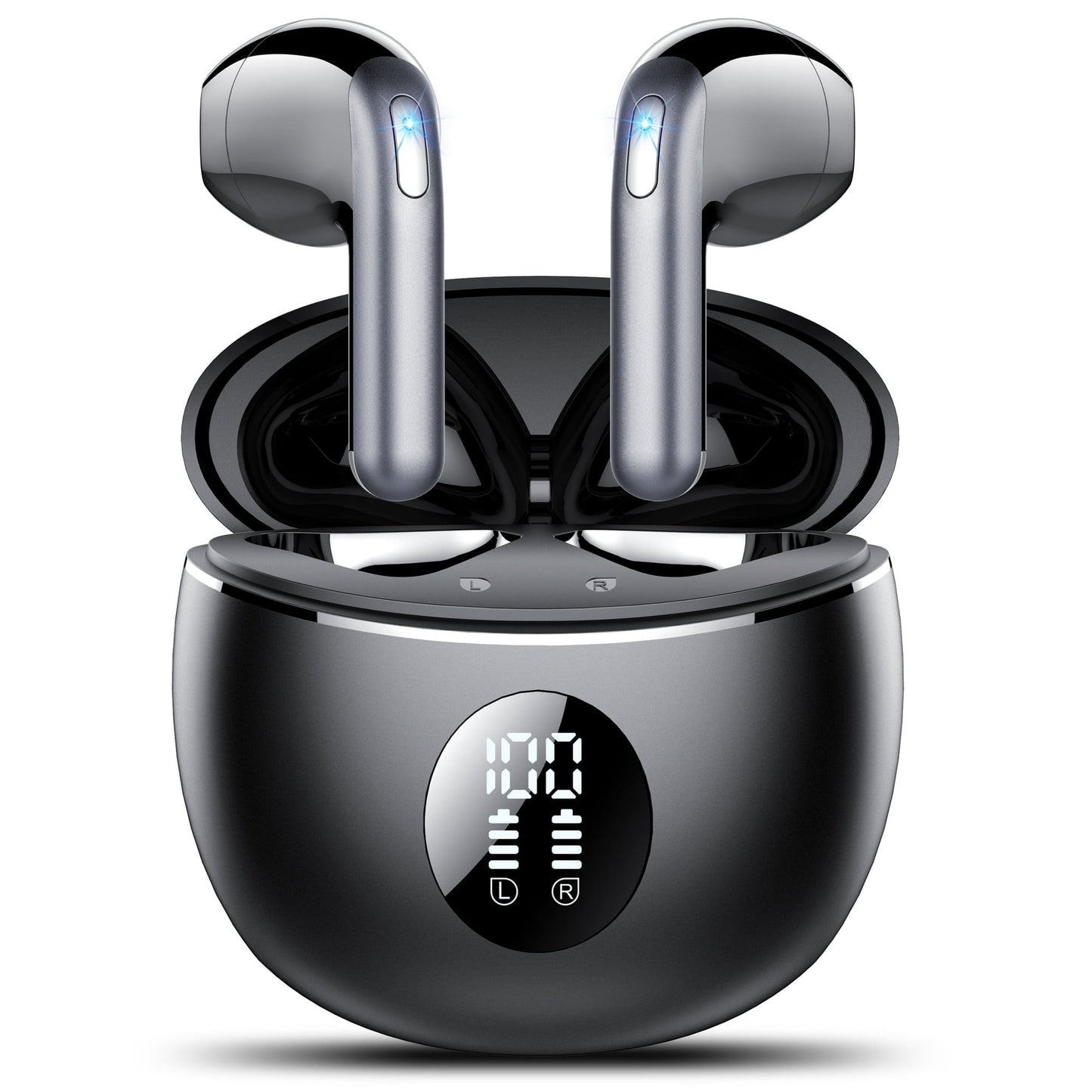 Wireless Earbuds, Bluetooth Headphones 5.4, 50Hrs Playtime Bluetooth Earbuds, in Ear Earphones with 4 ENC Call Noise Cancelling Mics, Ear Buds IPX7 Waterproof, Bass Boost 87%, USB-C Black