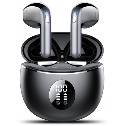 Wireless Earbuds, Bluetooth Headphones 5.4, 50Hrs Playtime Bluetooth Earbuds, in Ear Earphones with 4 ENC Call Noise Cancelling Mics, Ear Buds IPX7 Waterproof, Bass Boost 87%, USB-C Black