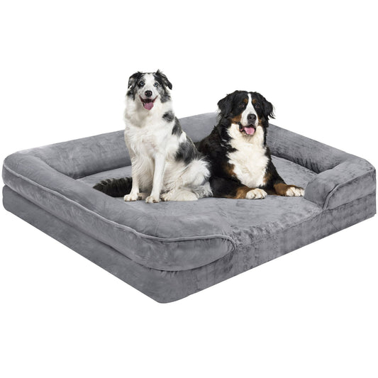 XXL Orthopedic Dog Bed for Extra Large Dogs - Waterproof Memory Foam, Egg Crate Support, Non-Slip Bottom & Removable Washable Cover, 53" x 42" x 8"