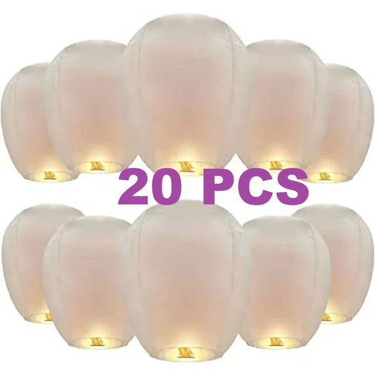 ZAP Chinese Paper Lanterns,20 Pack White Paper Wishing Lanterns for Weddings, Birthday Party, New Years, Festival(White)