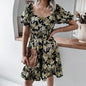 MLDRA 2025 Women's Dress Floral Print Puff Sleeve Smocked Waist Dresses Casual Sundresses for Women
