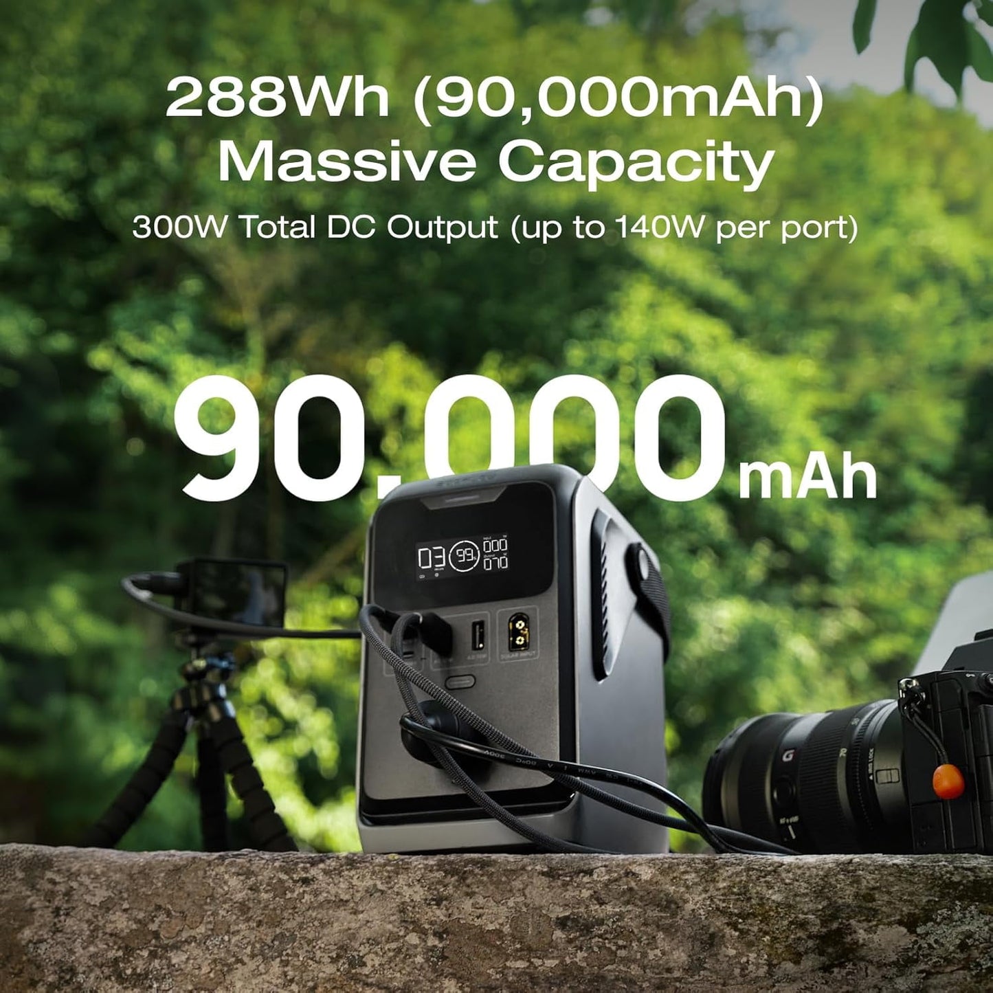 EF EcoFlow TRAIL 300 DC Portable Power Station, 288Wh LiFePO4 Battery, Solar Generator, 220W DC Output, Compact Power Bank for Camping, Travel, Outdoors, and Emergency Use