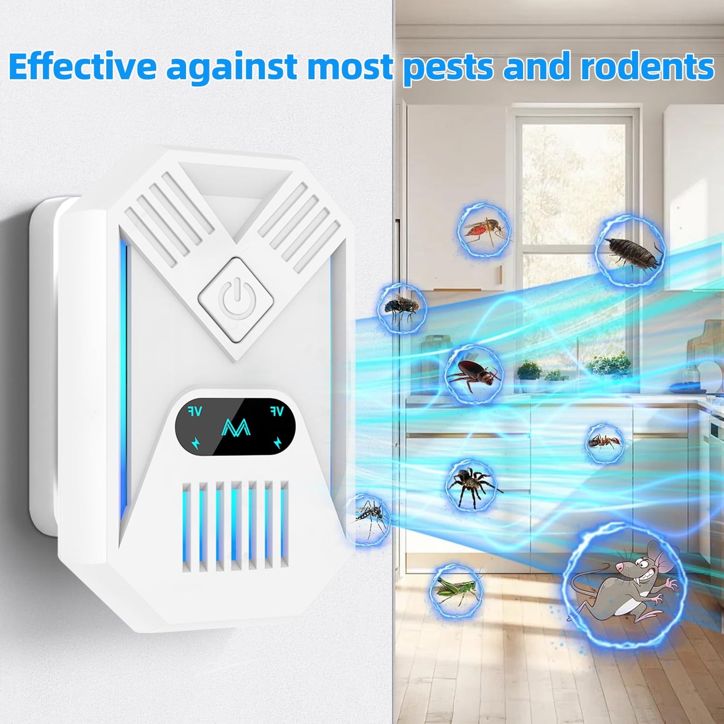 4 Pack Electronic Plug in Pest Control for Mice, Bug, Mouse, Rodent, Roach, Mosquito, Indoor Use for Home, Kitchen, Office, Garage