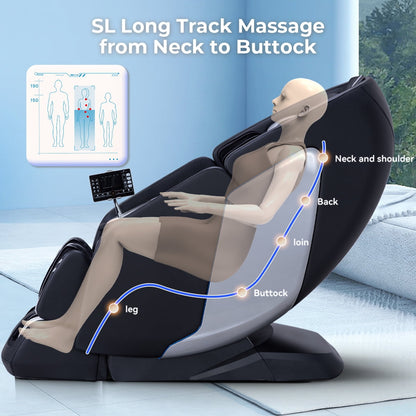 MassaMAX 2025 4D Massage Chair, Zero Gravity Full Body Yoga Stretch Massage, with Calf & Lower Back Heating,Bluetooth, Black