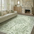 WIPONKEN 8x10 Area Rugs for Living Room Bedroom Dining Room Office Farmhouse, Machine Washable Non Slip Vintage Persia Rug Green