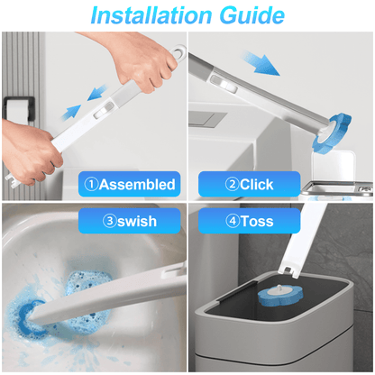 Disposable Toilet Bowl Brush and Holder Cleaning System with Cleanser-Infused Heads (40 Refills)