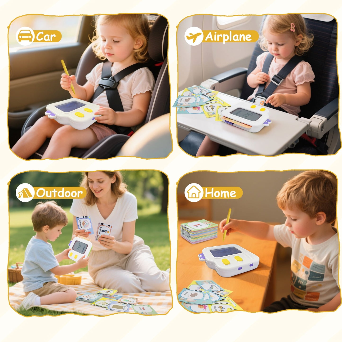 SaveJoy 240 Words Talking Flash Cards Learning Toys for Kids,2-in-1 Talking Flash Cards with LCD Writing Tablet,Educational Toddler Activities Toy