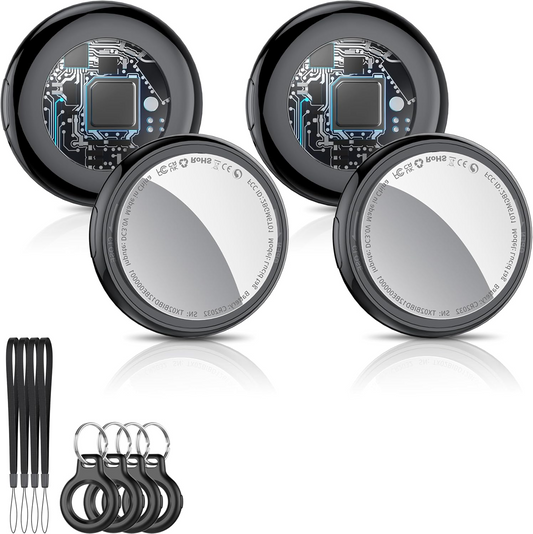 Bluetooth Tracker, Smart Air Tracker Tags-4 Pack, Key Finder and Item Locator Works with Find My (iOS Only), with Protective Case/Key Ring/Lanyard, Tracker Tag for Keys/Luggage/Wallet, etc.