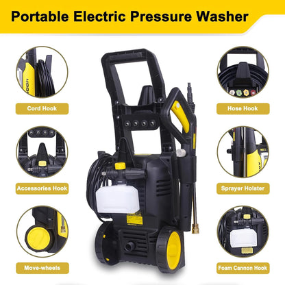 Aceup Energy 4000 PSI 2.6GPM Portable Electric Pressure Washer for Cars Fences Patios Driveways, Lightweight