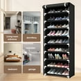 HioHa 10-Tier Shoe Rack with Dustproof Cover, Holds 27 Pairs, Space Saving Organizer for Closet, Entryway, Non-Woven Fabric, 63 Inch Height, Black