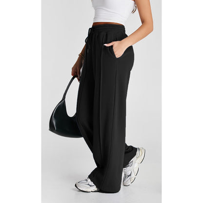 SOMER Yoga Sweatpants High Waisted for Women Elastic Elevated Seams Wide Leg Drawstring Loose Joggers Long Pants with Pockets