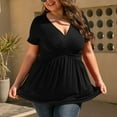 SOMER 2025 Women's Plus Size Tops V Neck Short Sleeve Plus Size Tunic Tops for Women Dressy Wrap Shirts