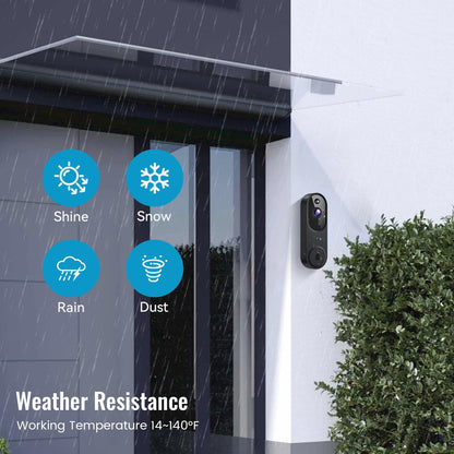 Wireless Wi-Fi Video Doorbell Camera with Two Way Audio, Smart Motion Detection, Night Vision and Cloud Storage, 2.4G Wi-Fi only