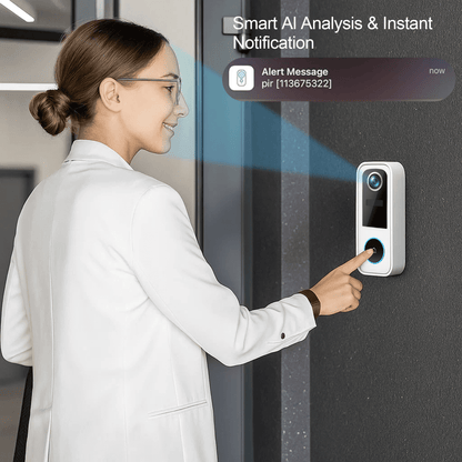 2K Wireless Video Doorbell with Chime, AI Human Detection, 2-Way Talk, Voice Changer, Night Vision, Weatherproof, SD/Cloud Storage, No Monthly Fee